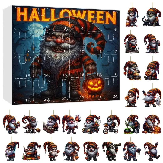 Discover Halloween 2D Ornaments Advent Calendar Blind Set, Halloween Christmas Tree Ornaments