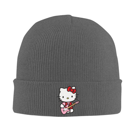 Hello Kitty Rock Guitar Print Knit Beanie Hat for Men and Women