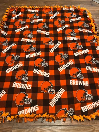 two piece hand tied Cleveland Browns fleece blanket