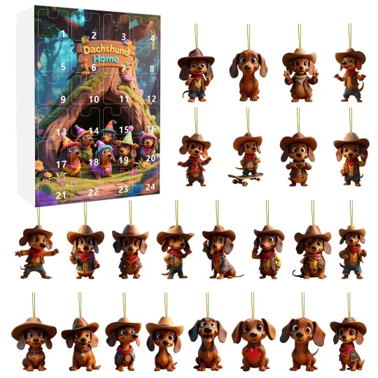 Discover Halloween Advent Calendar 2025 with 2D Sausage Dog Ornaments Countdown Calendar