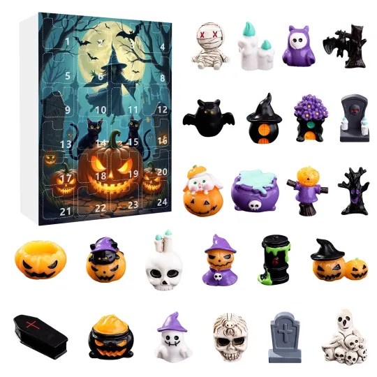 Discover Halloween Countdown Calendar Surprise Blind Box With 24 Days of 2D Toys Figures