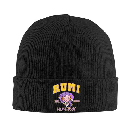 RUMI HUNTRIX Kpop Demon Hunters Beanie Unisex Knitted Cap Autumn Graphic Head Wrap