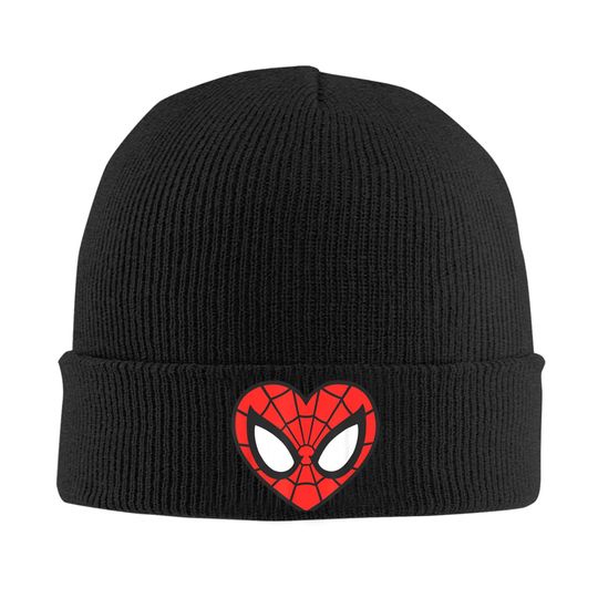 Spider-Man Modern Heart Mask Logo Beanie Hat Unisex Knit Skullies Winter Graphic Cap