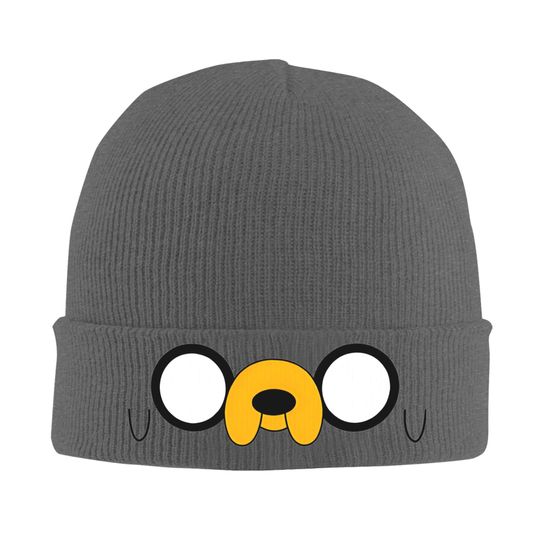 Female Male Printed Knit Beanie Hat with Anime Eyes Graphic Design for Autumn Outdoor Wear