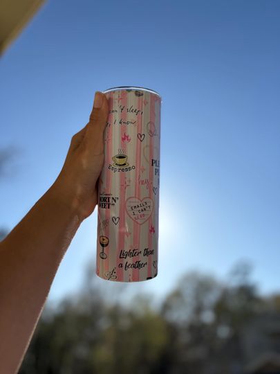 Discover Sabrina Carpenter Inspired Tumbler | 20oz Skinny Cup | Hot & Cold | Fan Gift | Reusable Drinkware | Aesthetic Tumbler