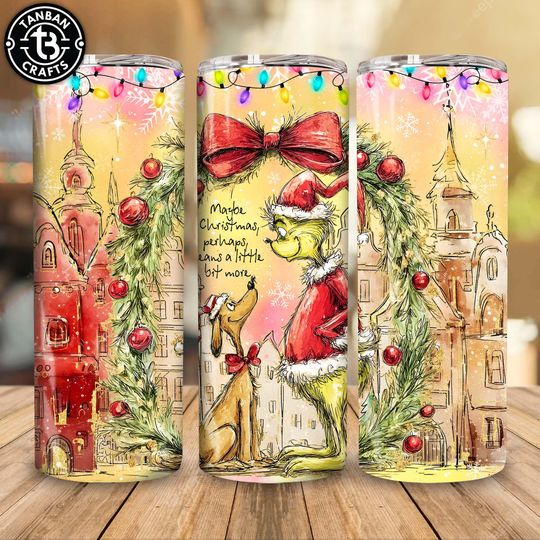 Discover Retro Maybe Christmas Perhaps Tumbler Wrap  , Green Character Christmas 20oz Skinny Tumbler Wrap  , Christmas Tumbler
