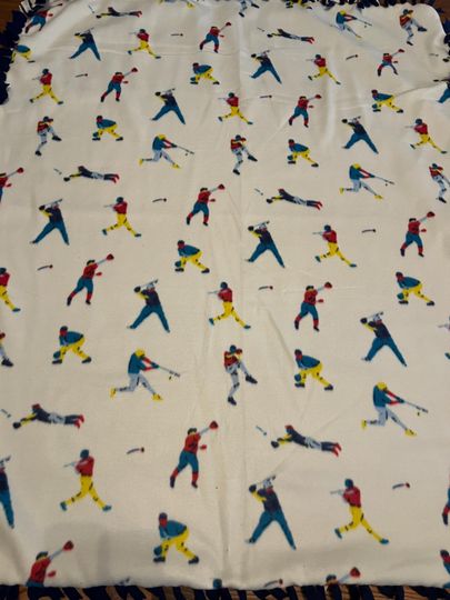 Discover two piece hand tied Baseball fleece blanket