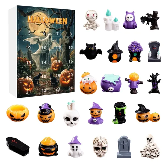 Discover Halloween Countdown Calendar Blind Box With 24 Days of 2D Toys Figures