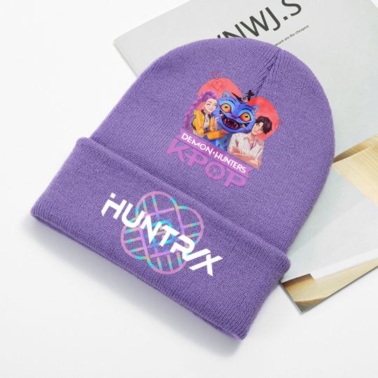 KPop Devil Hunter 2025 Kids' Knit Beanie Winter Cartoon Cute Anime Casual Hat