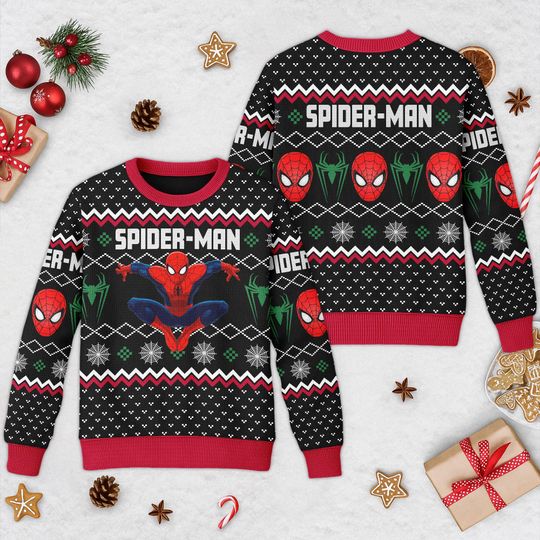 Discover Spiderman Superhero Spider Ugly Christmas Sweater, Xmas Sweatshirt, Spiderman Super Hero Christmas Gift for men Women kid