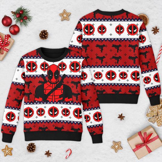 Deadpool 3D All Over Printed T-shirt, Superhero Movie Ugly Christmas Sweater