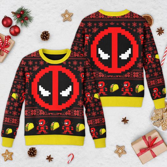 Discover Funny Superhero Character Movie Ugly Christmas Sweater, Hero Icon Xmas Sweatshirt, Christmas Gift For Men Women Kid, Hero Face Shirt