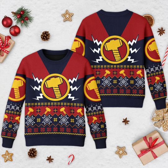 Thor 3D All Over Printed T-shirt, Superhero Movie Ugly Christmas Sweater, Thor Xmas Sweatshirt