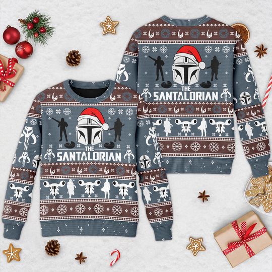 The Santalorian Ugly Christmas Sweater, Starwars Xmas Sweatshirt, Boba Fett Star Wars Ugly Shirt
