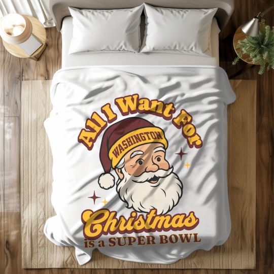 Washington Football Super Bowl Fleece Blanket, Santa Festive Throw