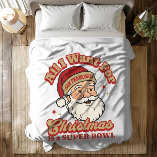 San Francisco Football Fleece Blanket - Santa Christmas 49ers Gift Throw Blanket