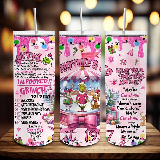 Discover Colorful Xmas 20oz, Pink Christmas 20 oz Skinny Tumbler Png, Christmas Movies Png, Xmas Holiday, Santa Claus Png,Christmas 20oz Tumbler Wrap