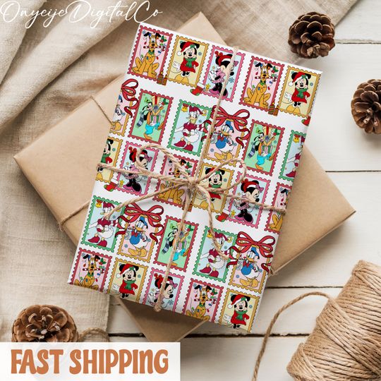 Discover Mickey and Friends Wrapping Paper  Stamp Disney Christmas Gift Wrap for Kids