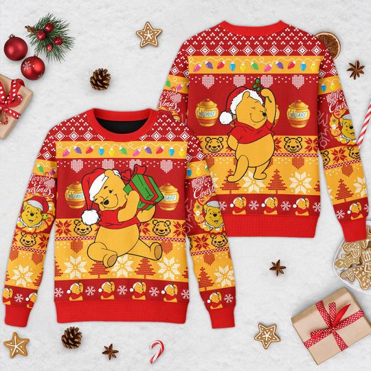 Discover Disney Pooh Ugly Christmas Sweater, Winnie The Pooh Xmas Sweatshirt, Magic Kingdom Pooh Christmas Gift For Men Women Kid, Xmas Gift