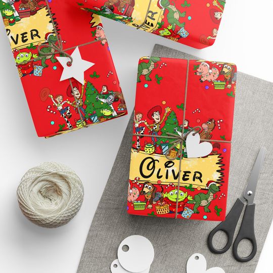 Discover Custom Toy Story Christmas Wrapping Paper, Personalized Name Gift