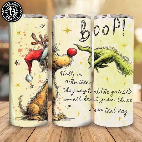 Discover Christmas Green Guy 20oz Tumbler Wrap Png, Christmas Movies Friends 20oz Tumbler Png, 90's Movie Christmas Character 20oz Tumbler Design