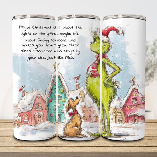 Discover Retro Hand-drawn Mean Guy Skinny Tumbler, Christmas Characters 20oz Tumbler Wrap, Vintage Christmas Tumbler Wrap, Retro Grinc Tumbler Png