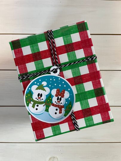 Discover Disney Christmas, Mickey Minnie Snowmen Tags, Snow globe, Gift Tags