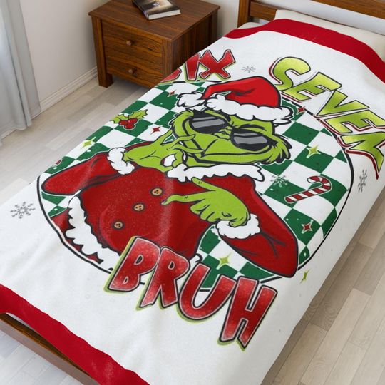 Discover Grin Six Seven 67 Santa 60x80 Velveteen Plush Blanket | 6 7 Bruh Holiday Throw