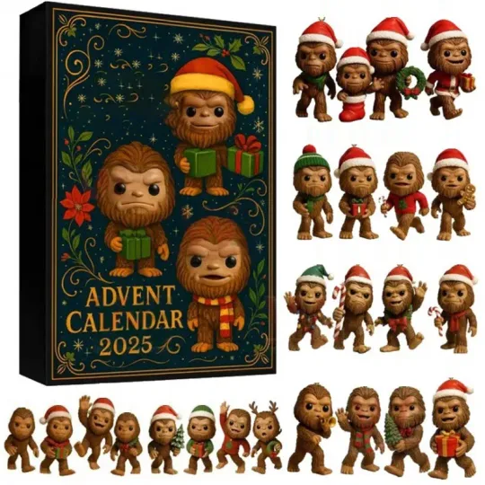 Discover Bigfoot Advent Calendar 2025, 24 Days of Festive Bigfoot Figurines in Holiday