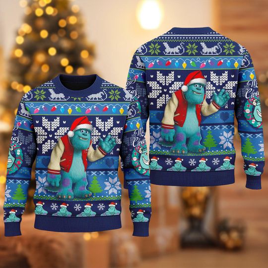 Discover Disney James P. Sullivan Ugly Christmas Sweater, Monster Inc Movie Xmas Sweatshirt