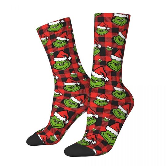 Discover Cartoon Grinchh Xmas Socks Men's Women's Funny Happy Christmas Socks Hip Hop Spring Summer Autumn Winter Socks Gift