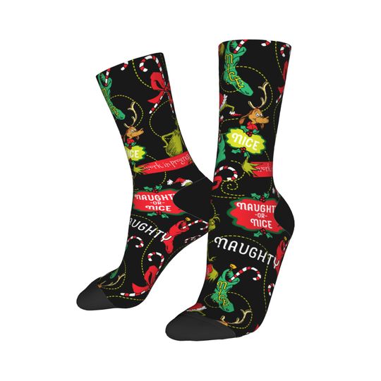 Discover Winter Warm Harajuku Women Men Christmas-S-Green-S-Grinched Socks  Sweat Absorbing Football Socks