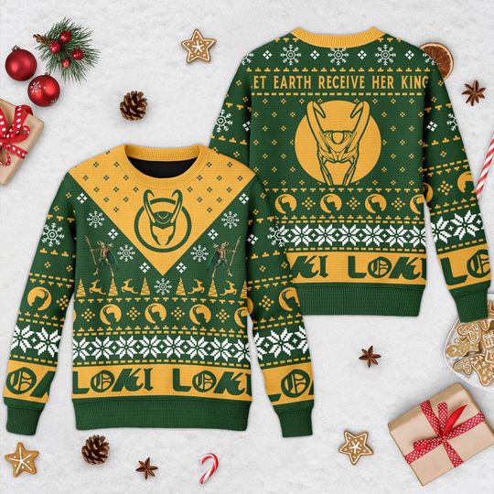 Loki Ugly Christmas Sweater, Super Hero Xmas Sweatshirt, Superhero Christmas Gift For Men Women Kid