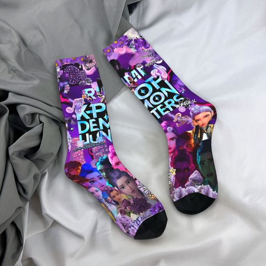 Discover KPop Demon Hunters 10 Socks Autumn  Stockings Kawaii Women Men High Quality Socks Pattern Skateboard Non Slip Socks