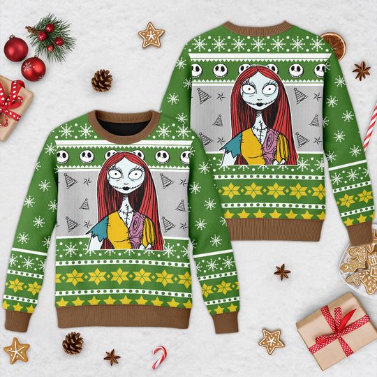 Nightmare Before Christmas Ugly Sweater, Sally and Jack Shirt, Jack Skellington Xmas Holiday Sweatshirt