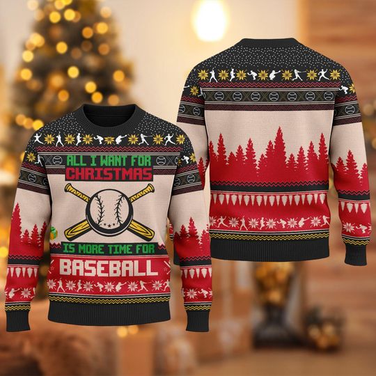 Discover Baseball Ugly Christmas Sweater, Baseball Christmas Sweatshirt, Sport Team Xmas Holiday Party Shirt
