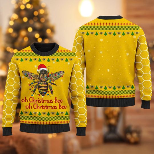 Oh Christmas Bee Ugly Sweater, Honey Bee Christmas Sweatshirt, Cute Santa Bee Xmas Holiday Shirt