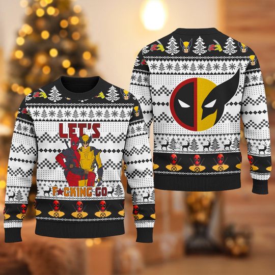 Discover Disney Deadpool And Wolverine Let's F*cking Co Ugly Christmas Sweater