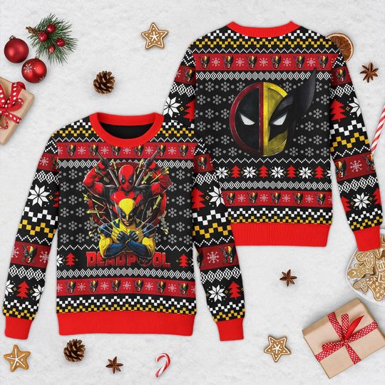 Deadpool X Wolverine Ugly Christmas Sweater, Superhero Ugly Christmas Shirt