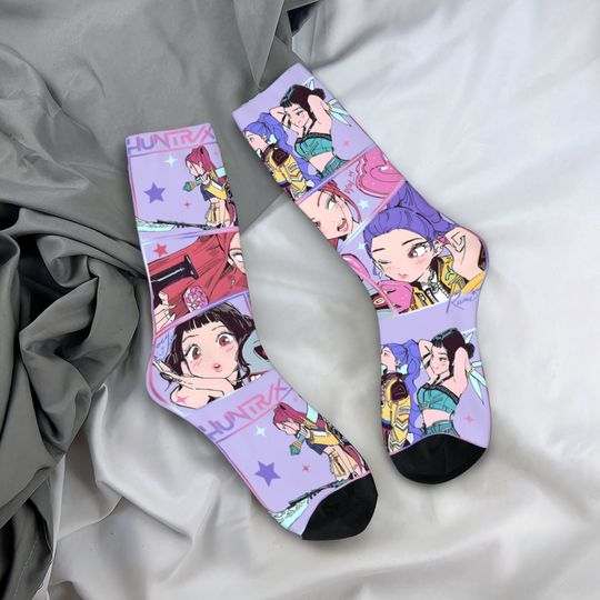 Discover Huntrix Girlgroup K-Pop Group Demon Hunters Socks Autumn Stockings Gothic Adults Men Socks Graphic Skateboard Non-Slip Socks