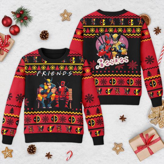 Discover Deadpool X Wolverine Ugly Christmas Sweater, Superhero Ugly Christmas Shirt, Xmas Sweatshirt