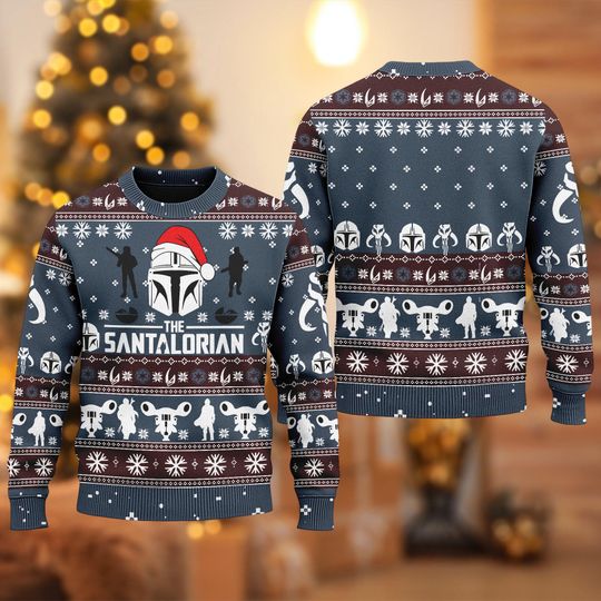 Discover The Santalorian Christmas Ugly Sweater, Darth Vader 3D Christmas Sweatshirt