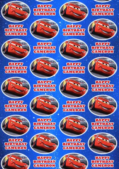 Discover DISNEY CARS Personalised Birthday Wrapping Paper - Disney Personalised Birthday Gift Wrap - Disney Cars Gift Wrap - Lightning McQueen -Mater