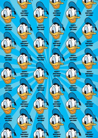 Discover DONALD DUCK Personalised Birthday Wrapping Paper - Disney Personalised Birthday Gift Wrap - Pluto - Mickey Mouse - Minnie Mouse - Goofy