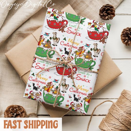 Discover Christmas Disney Gus Gus Wrapping Paper  Disneyland Xmas Gift Wrap