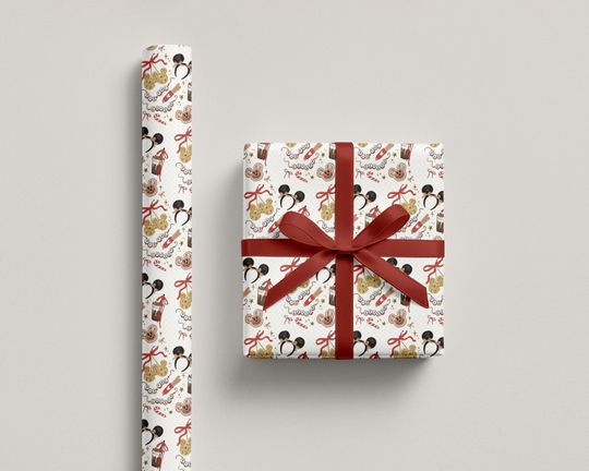 Discover Magical Christmas Wrapping Paper Cute Holiday Gift Wrap with Minnie Ears, Gingerbread, Cocoa & Churros