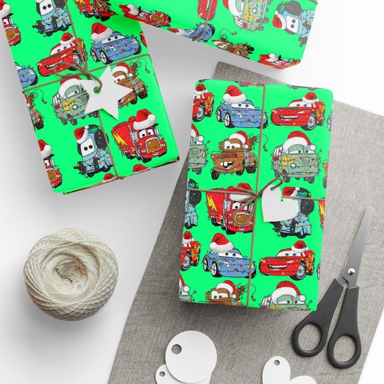Discover Pixar Cars Christmas Wrapping Paper | Lightning McQueen Gift Wrap | Cars Movie Christmas Paper | Disney Kids Xmas Gift Wrap Sheets