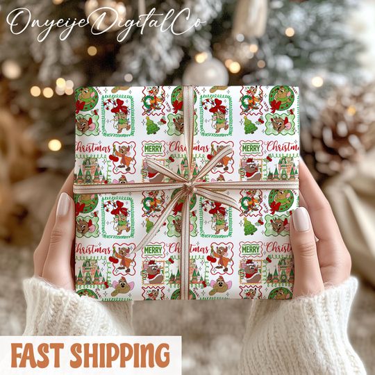 Discover Vintage Gus Gus Christmas Wrapping Paper | Disney Xmas Gift Wrap | Festive Present Paper