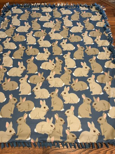 Discover Two-Piece Hand Tied Rabbit Fleece Blanket