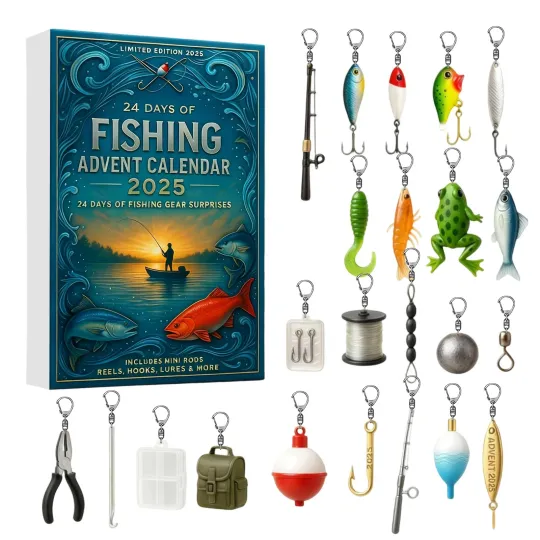 Discover Christmas Countdown Fishing Advent Calendar, 24 Days of Festive 2D Blind Boxes